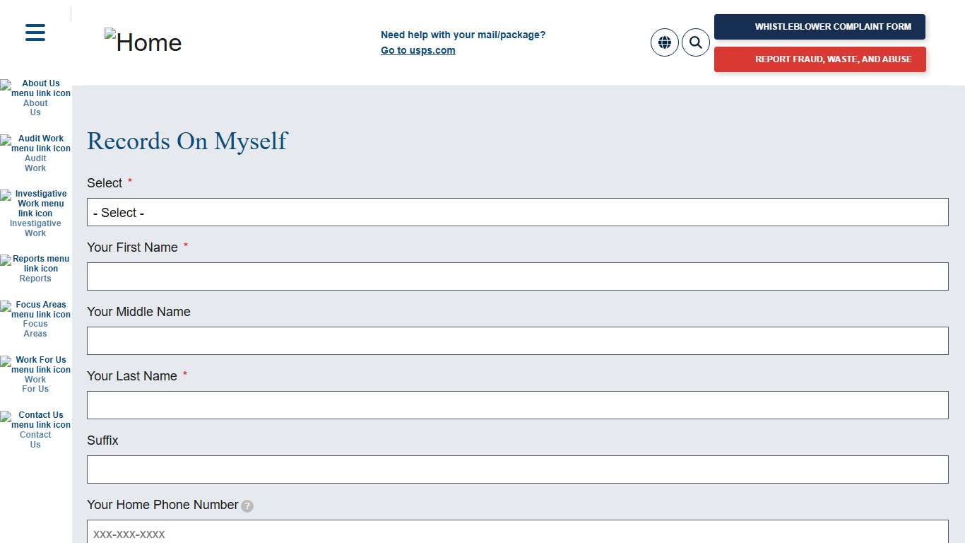 Records On Myself | Office of Inspector General OIG